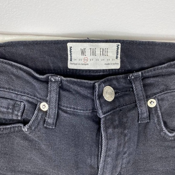 Free People Black Distressed/Ripped/Grunge High Waist Crop Skinny Jeans-26 - Picture 3 of 9